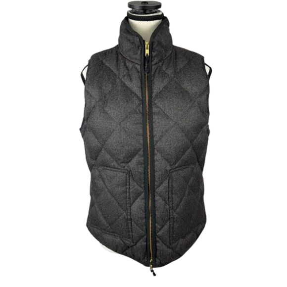 J. Crew Jackets & Blazers - J.Crew Textured Quilted Puffer Vest Womens S Gray Full Zip Fill Down Waterfowl